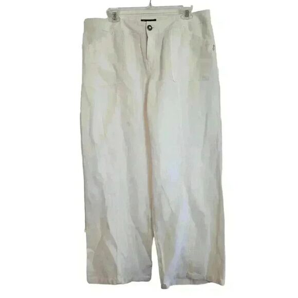 INC Women's Ivory Linen Wide Leg Pants - Picture 6 of 13